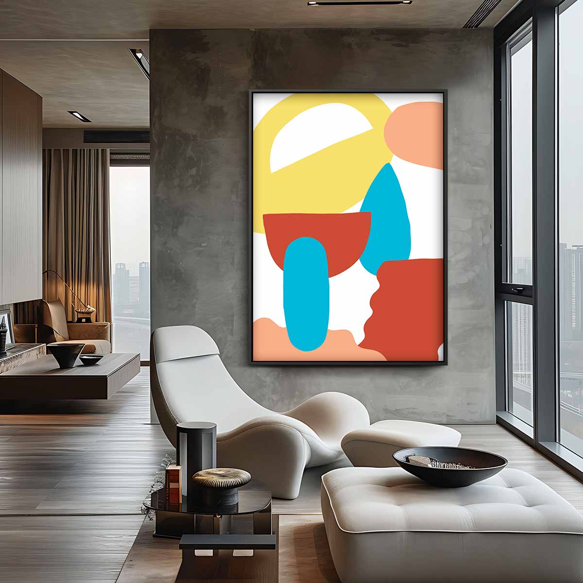 Speelse Vormen en Kleuren Kunstwerk-canvas-dibond-plexiglas-wanddecoratie-WallArtistic