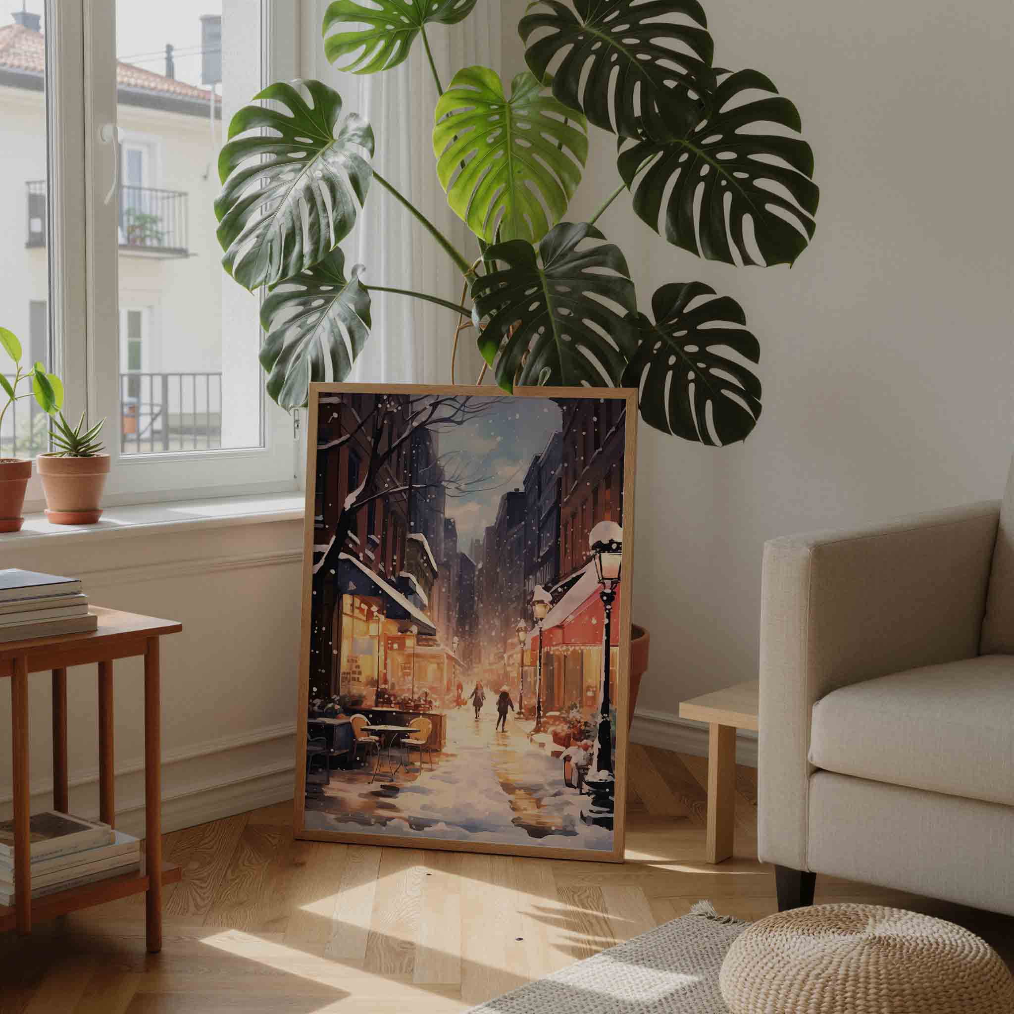 Winterse straat Poster