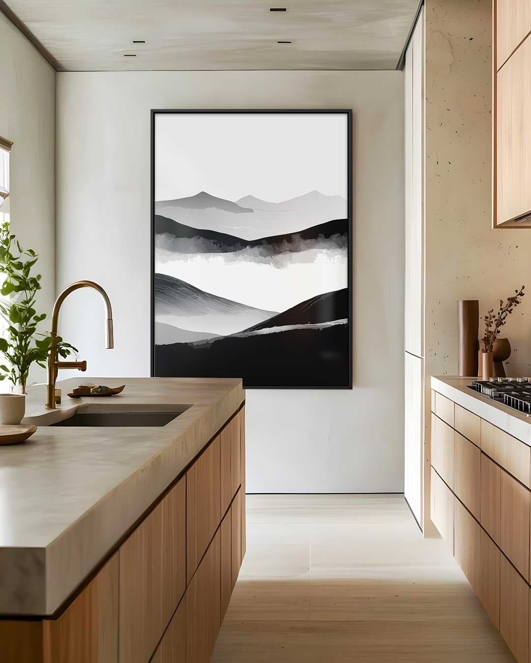 Sereen Landschap in Zwart & Wit Kunstwerk-canvas-dibond-plexiglas-wanddecoratie-WallArtistic