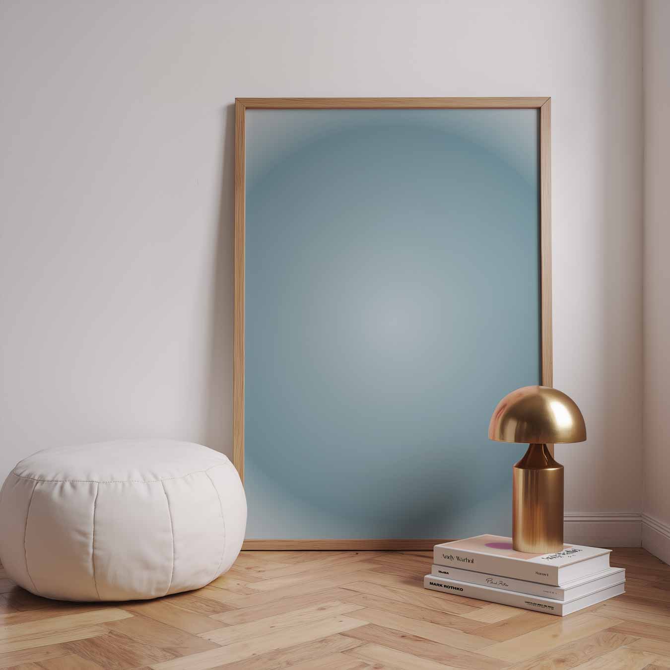 Rustgevende Blauw-Grijze Cirkel Abstractie Poster-WallArtistic