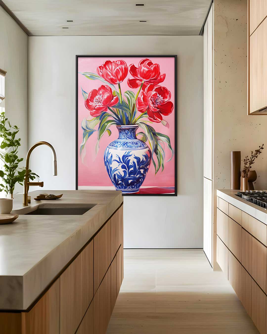 Levende Tulpen in Vaas Kunstwerk-canvas-dibond-plexiglas-wanddecoratie-WallArtistic