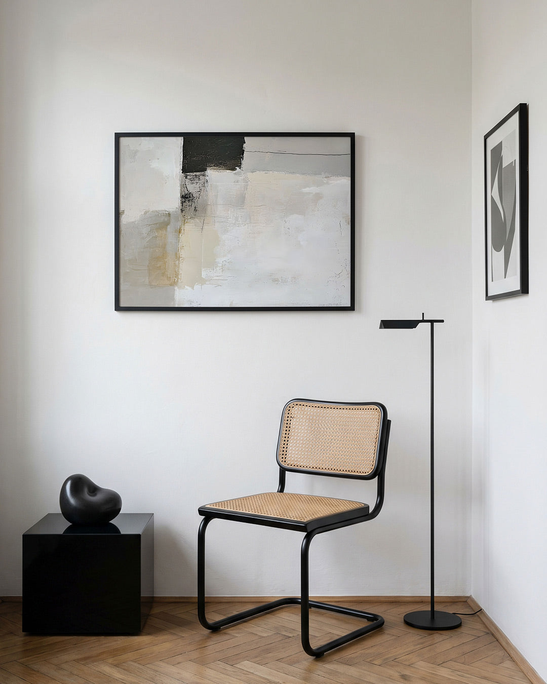 Abstracte beige en zwarte vlakken Poster
