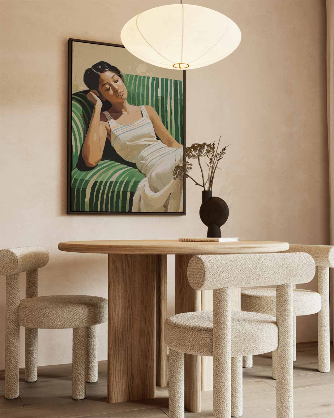 Dromerige Rust op een Groene Bank Kunstwerk-canvas-dibond-plexiglas-wanddecoratie-WallArtistic