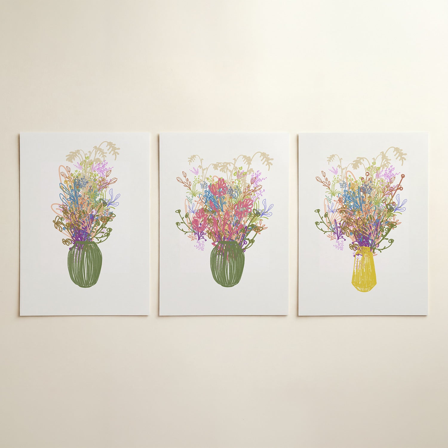 Bloemrijke lijnen Posterset