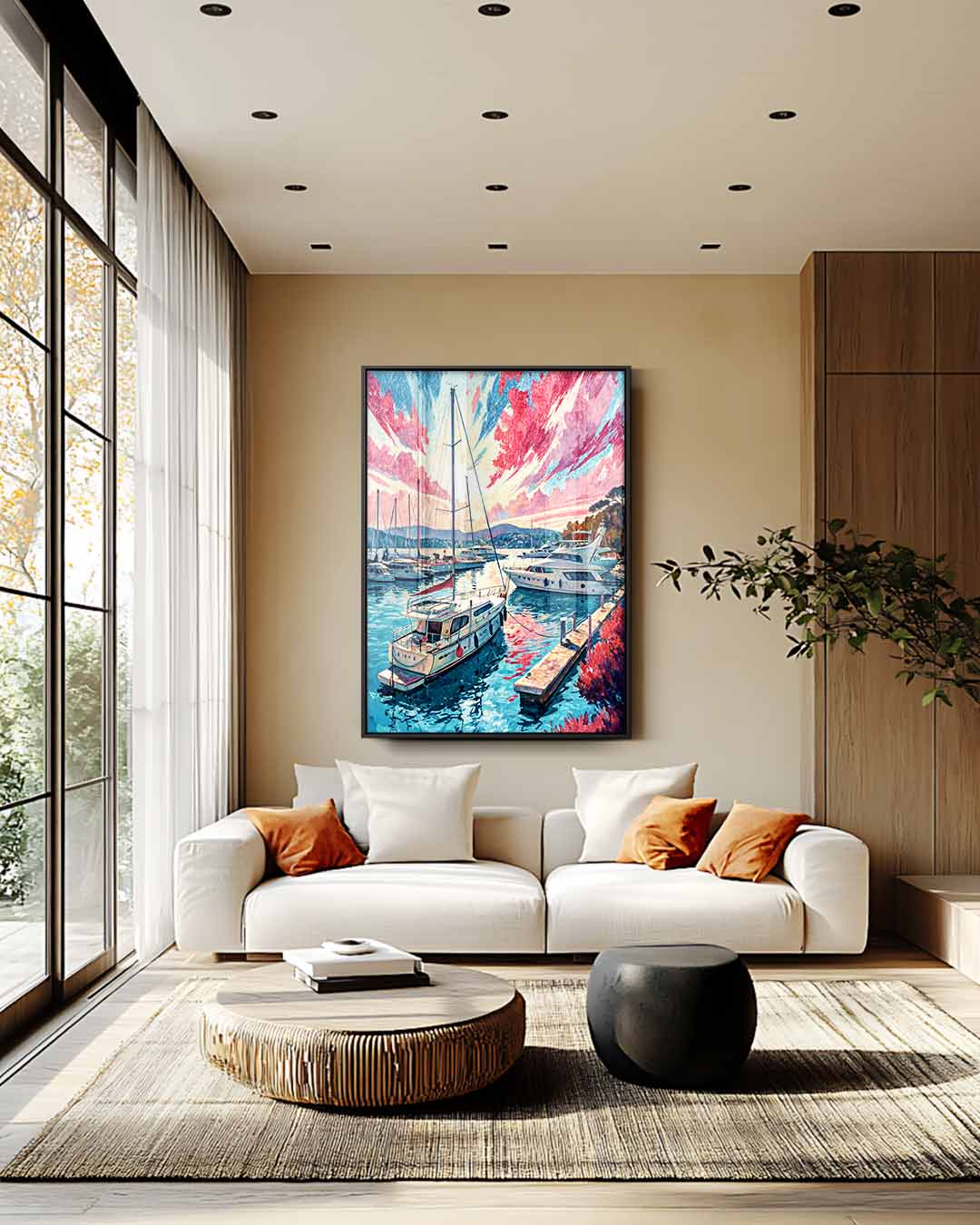 Magische Havenscène bij Zonsondergang Kunstwerk-canvas-dibond-plexiglas-wanddecoratie-WallArtistic