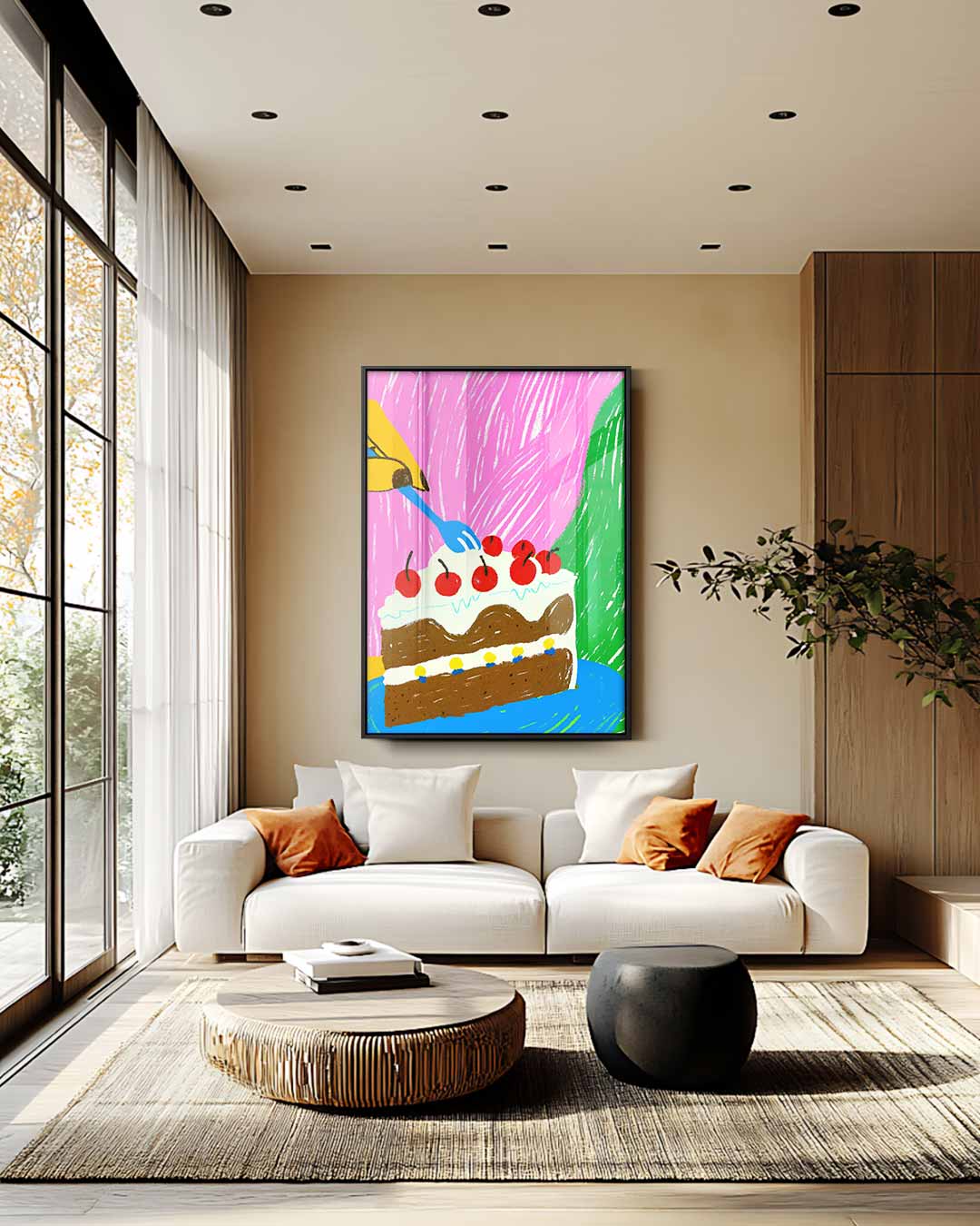 Vrolijke Taart Fantasie Kunstwerk-canvas-dibond-plexiglas-wanddecoratie-WallArtistic