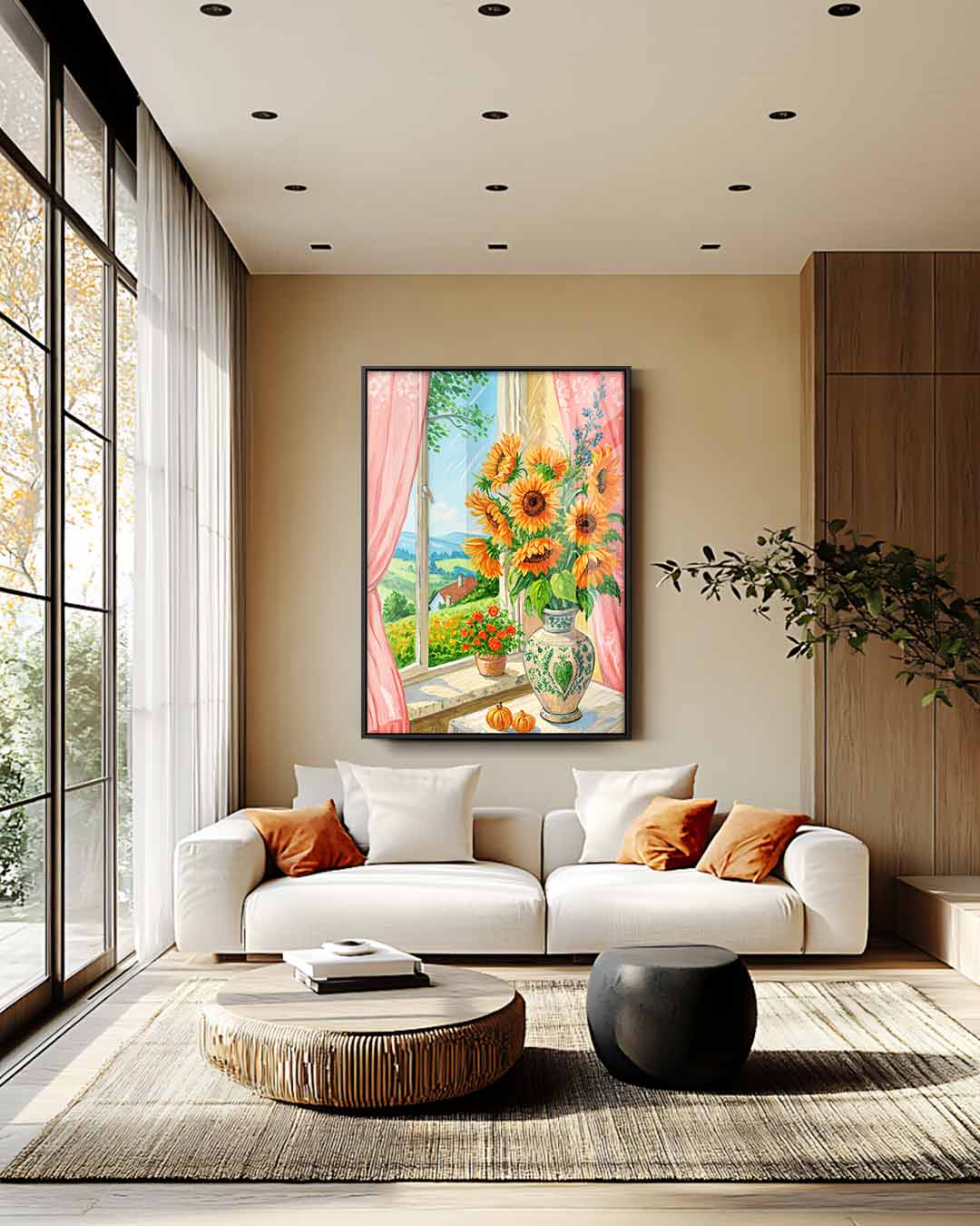 Zomers Arrangement bij het Venster Kunstwerk-canvas-dibond-plexiglas-wanddecoratie-WallArtistic