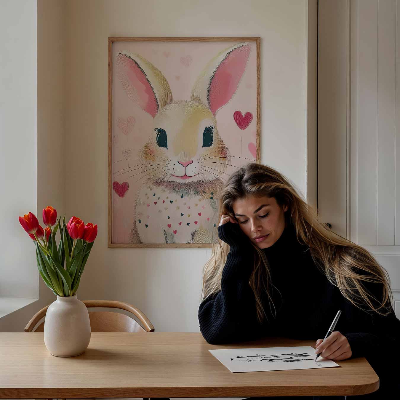 Schattige Konijnenhartjes Poster-WallArtistic