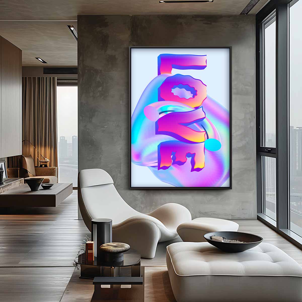Kleurrijke Ineengestorte Vormen Kunstwerk-canvas-dibond-plexiglas-wanddecoratie-WallArtistic