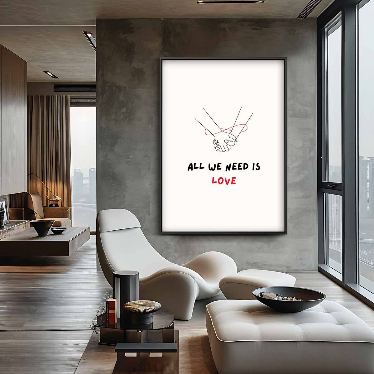 Hand in Hand Liefde Poster Kunstwerk-canvas-dibond-plexiglas-wanddecoratie-WallArtistic