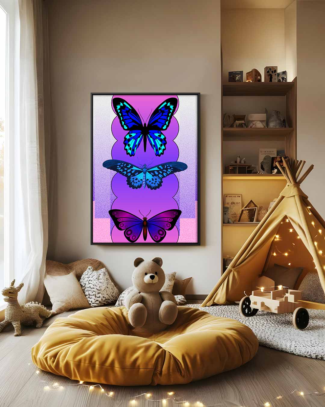 Vlinders in Speelse Kleuren Kunstwerk-canvas-dibond-plexiglas-wanddecoratie-WallArtistic