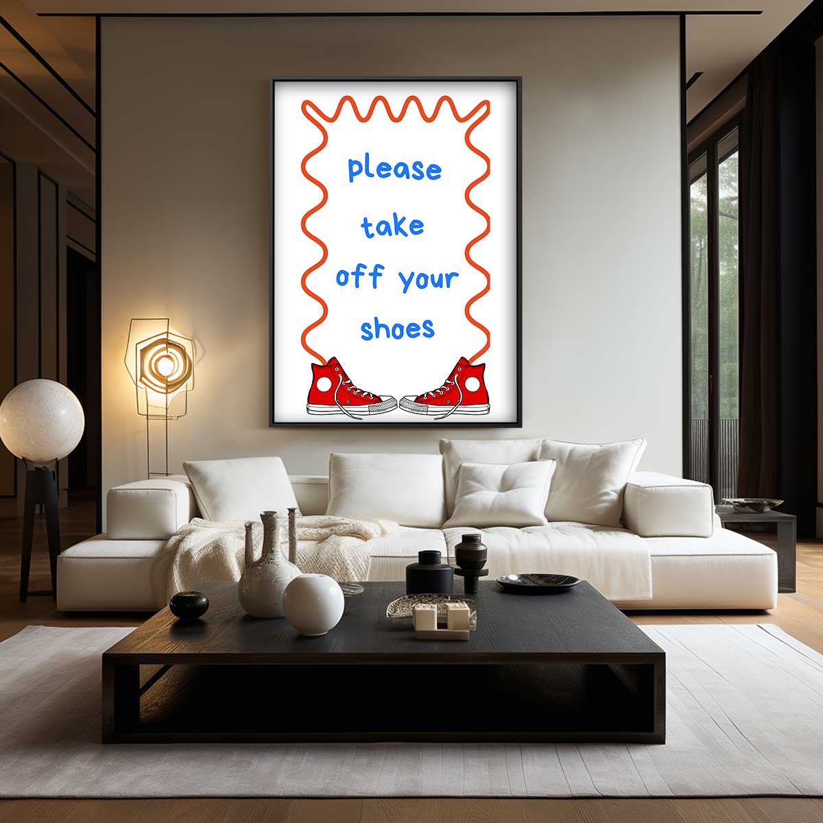Vrolijke Deurmat Illustratie Kunstwerk-canvas-dibond-plexiglas-wanddecoratie-WallArtistic