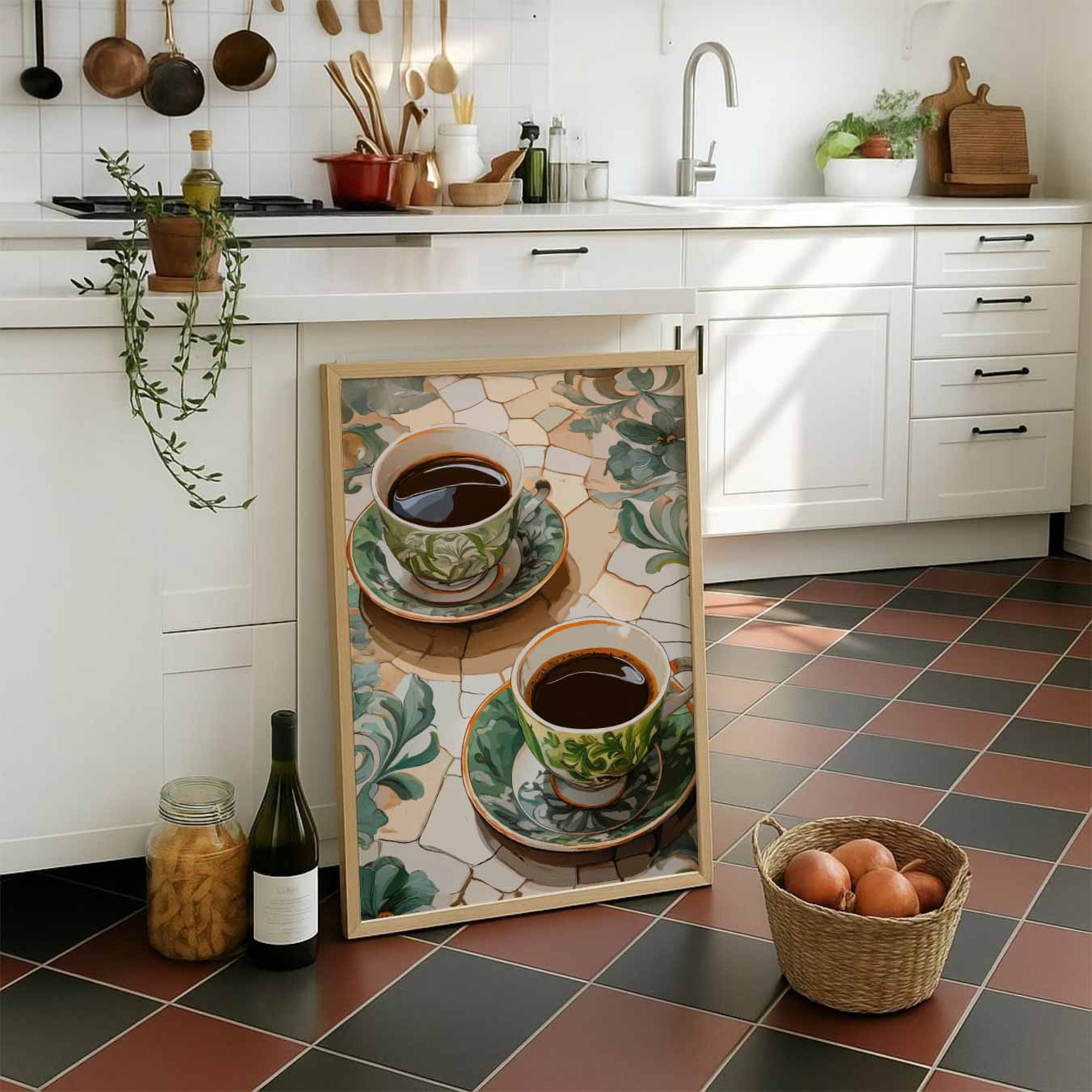 Sfeervolle Koffie Mozaïek Poster-WallArtistic