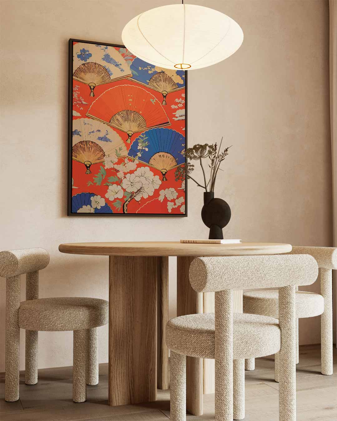 Kleurrijke Waaiers en Bloemen Kunstwerk-canvas-dibond-plexiglas-wanddecoratie-WallArtistic