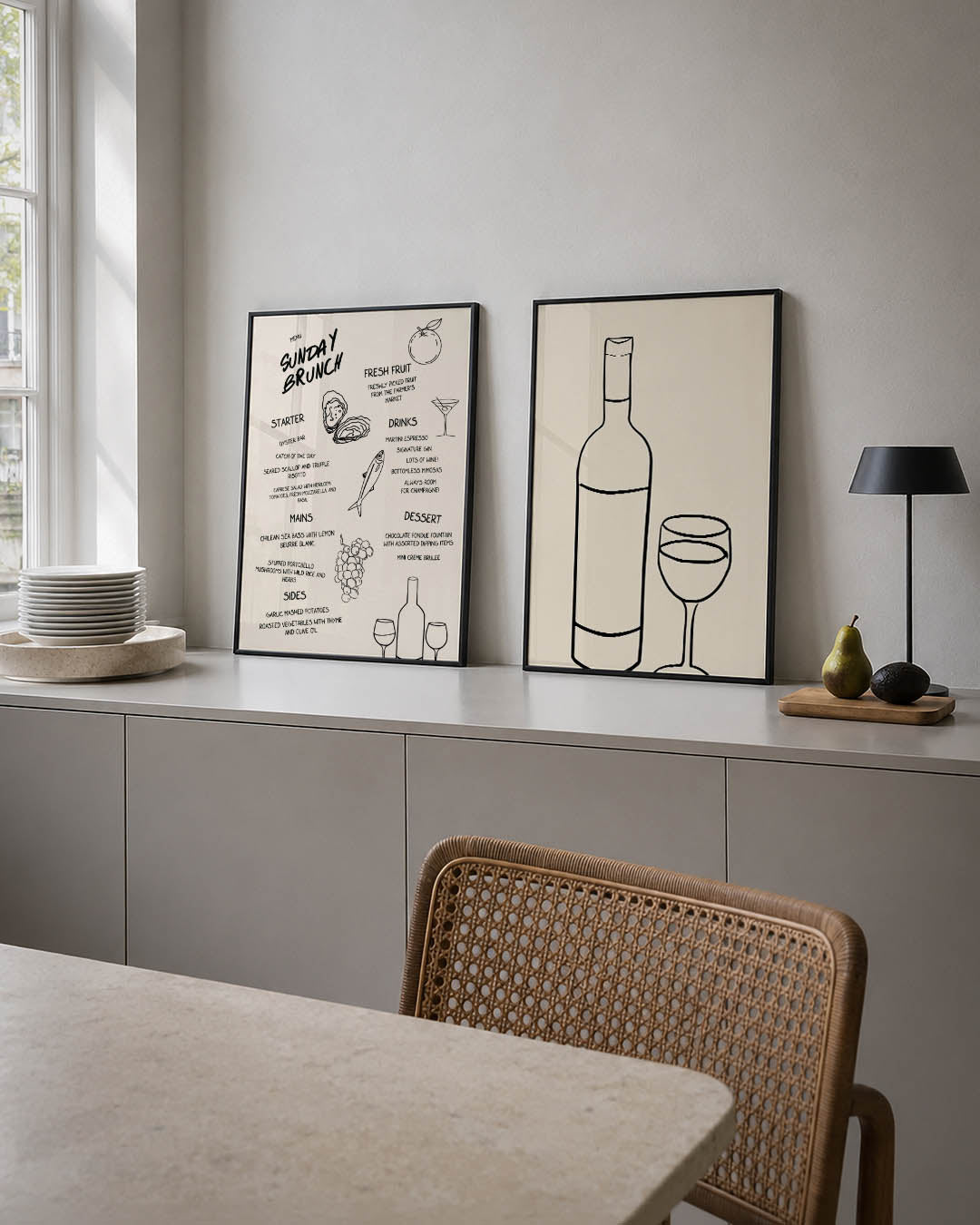 Eten en illustraties Posterset