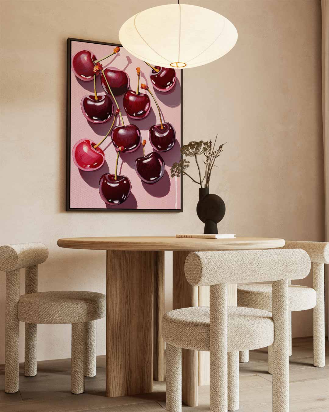 Kersenfeest op Roze Canvas Kunstwerk-canvas-dibond-plexiglas-wanddecoratie-WallArtistic