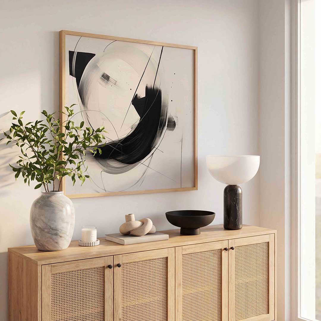 Abstracte zwarte en witte vormen Poster