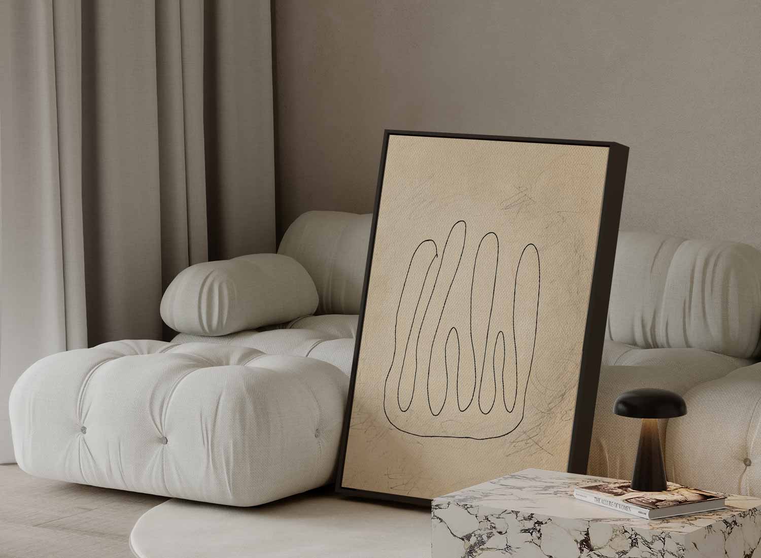 Organische Lijnenspel Kunstwerk-canvas-dibond-plexiglas-wanddecoratie-WallArtistic