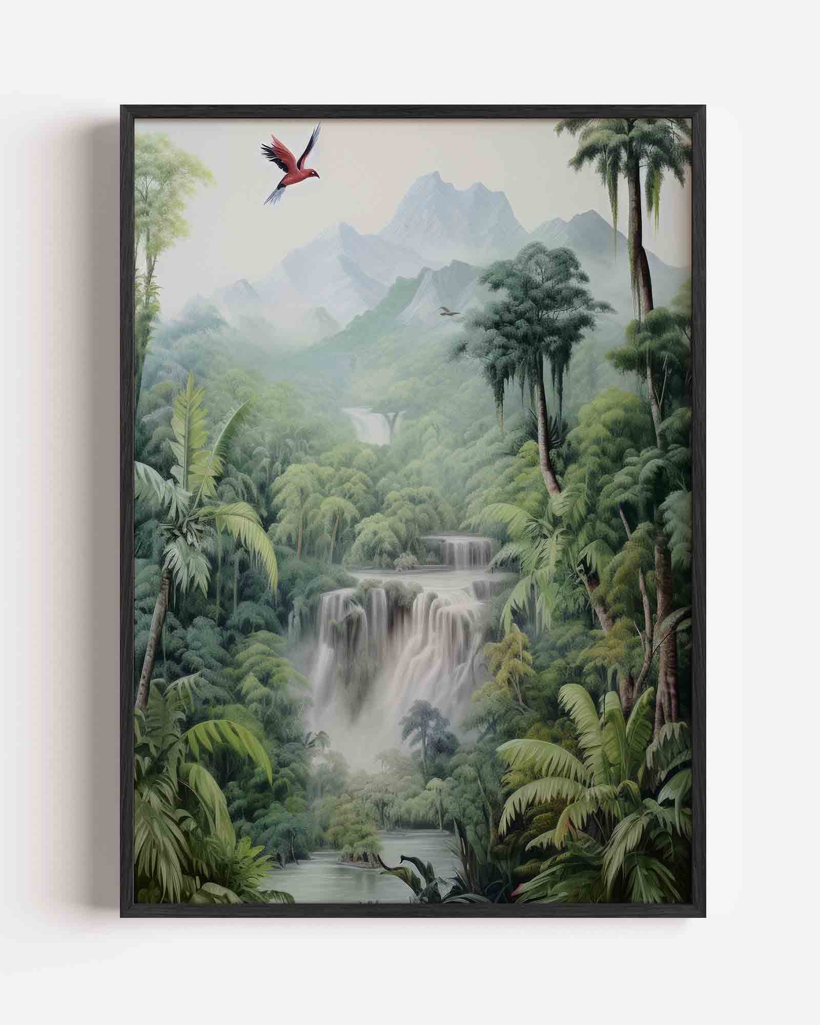 Vogel en waterval Poster