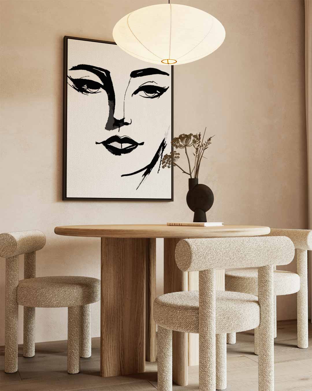 Minimalistisch Portret in Zwart-Wit Kunstwerk-canvas-dibond-plexiglas-wanddecoratie-WallArtistic