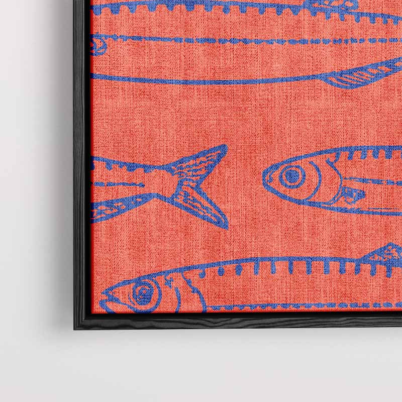 Sardine Patronen in Koraal Kunstwerk-canvas-dibond-plexiglas-wanddecoratie-WallArtistic