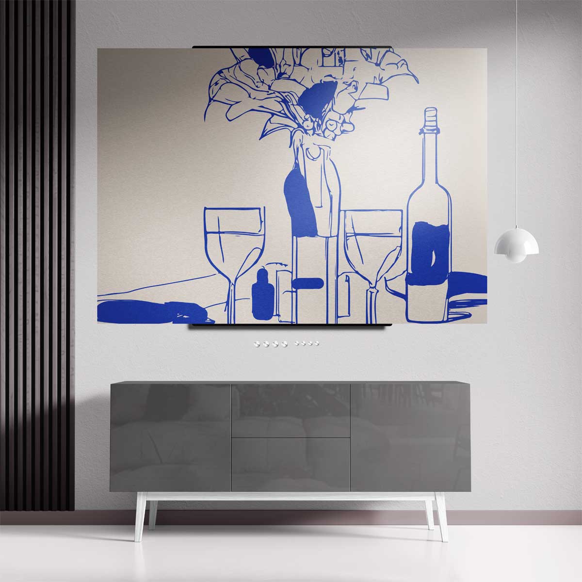 Moderne Blauwe Stilleven Kunstwerk-canvas-dibond-plexiglas-wanddecoratie-WallArtistic