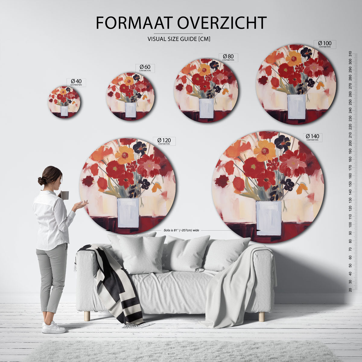 Bloemen in vaas Muurcirkel