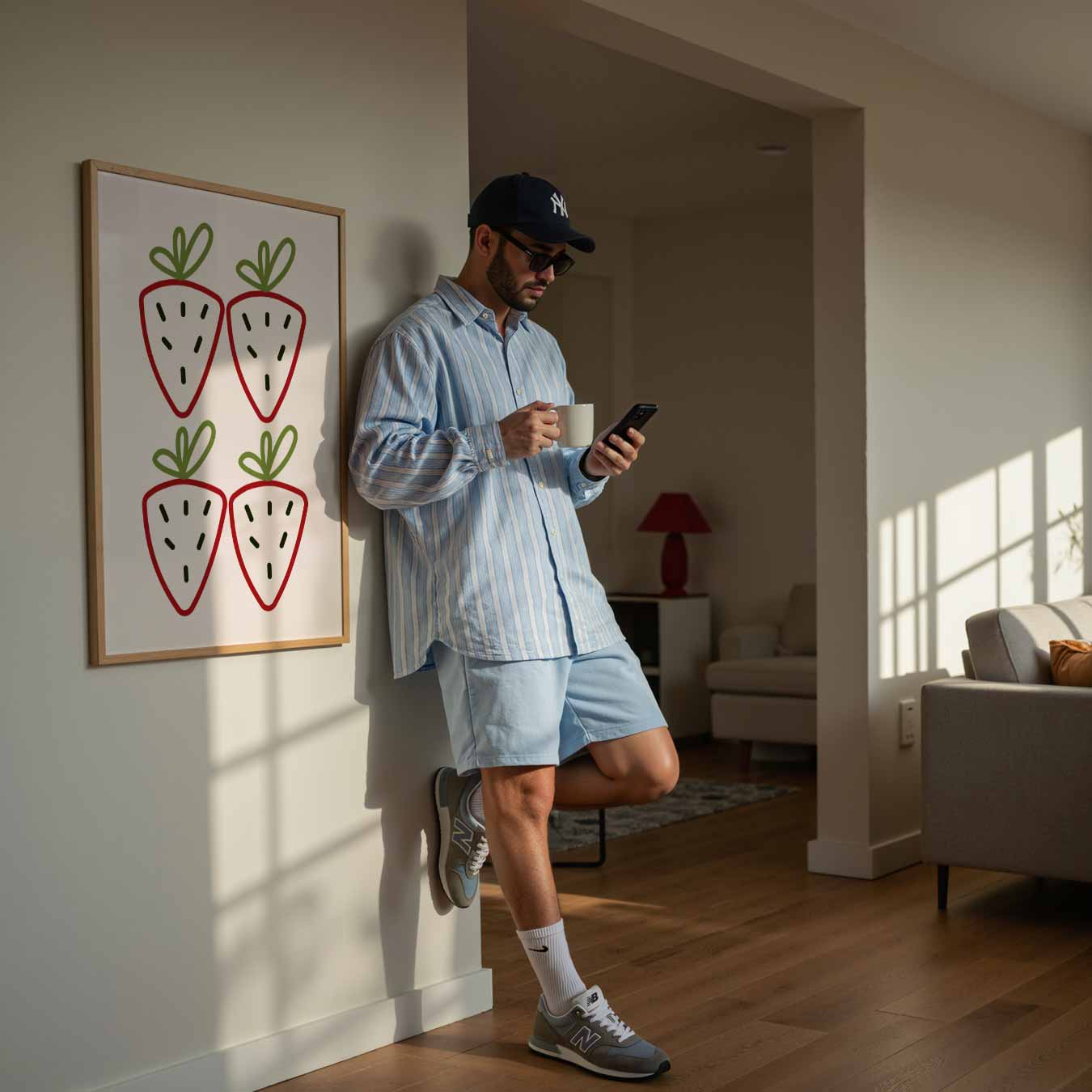 Vrolijke Aardbei Illustratie Poster-WallArtistic