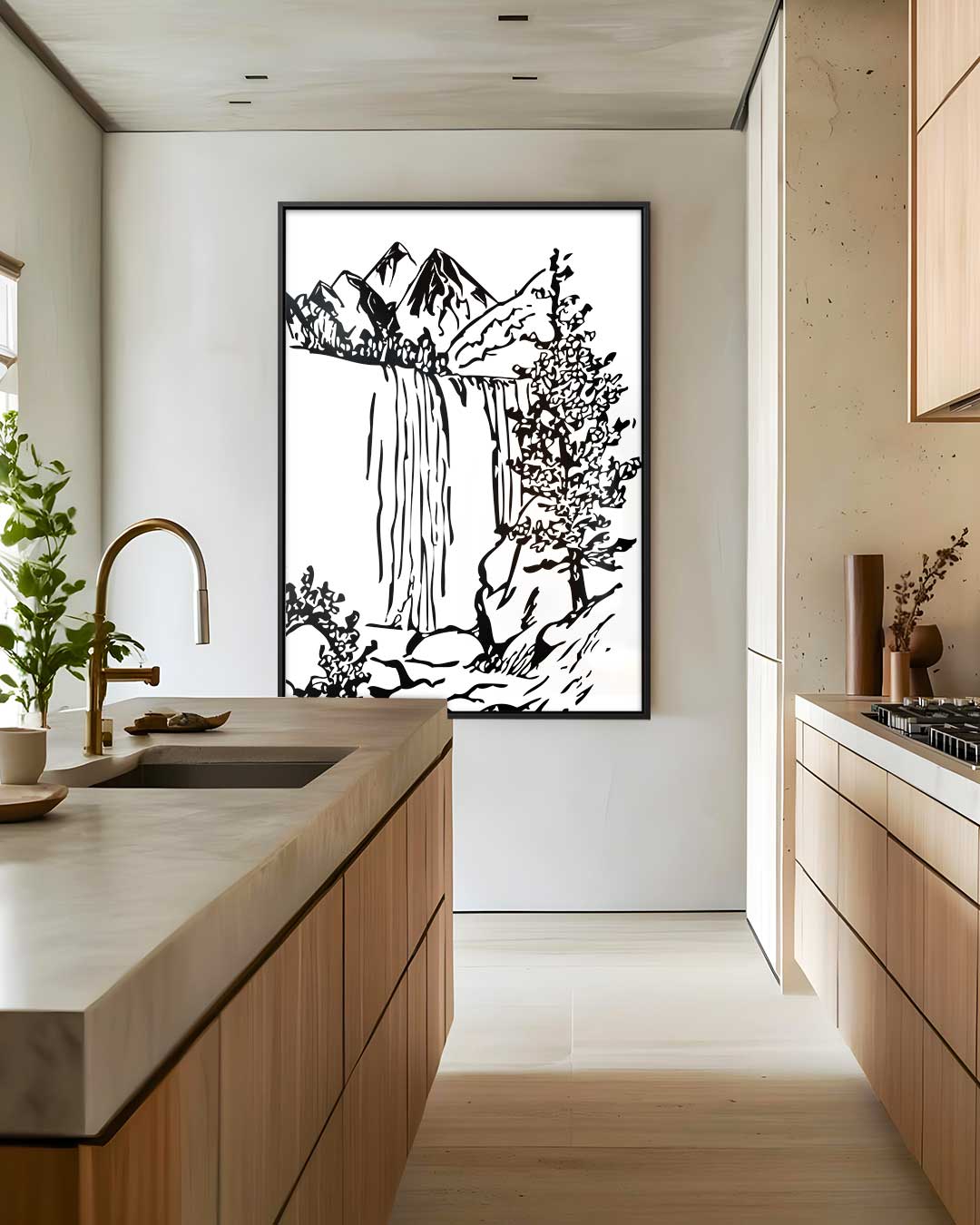 Berglandschap in Zwart-Wit Kunstwerk-canvas-dibond-plexiglas-wanddecoratie-WallArtistic