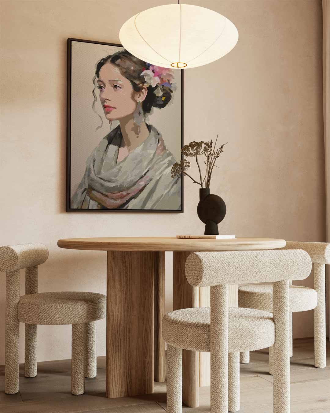 Vrouw met Bloemmotief Kunstwerk-canvas-dibond-plexiglas-wanddecoratie-WallArtistic