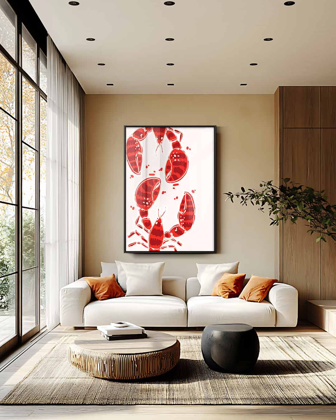 Speelse Kreeften Illustratie Kunstwerk-canvas-dibond-plexiglas-wanddecoratie-WallArtistic
