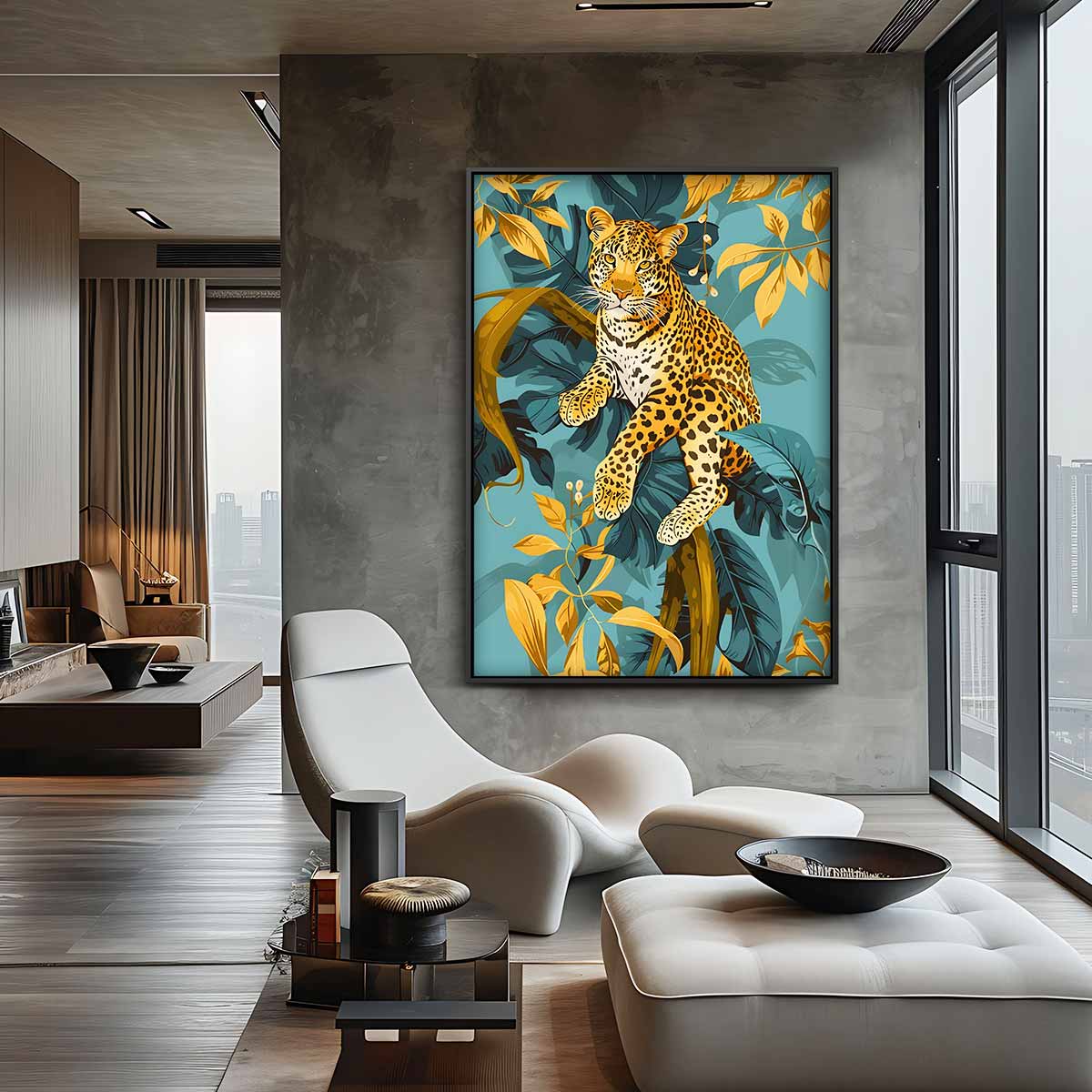 Luipaard in de Jungle Kunstwerk-canvas-dibond-plexiglas-wanddecoratie-WallArtistic