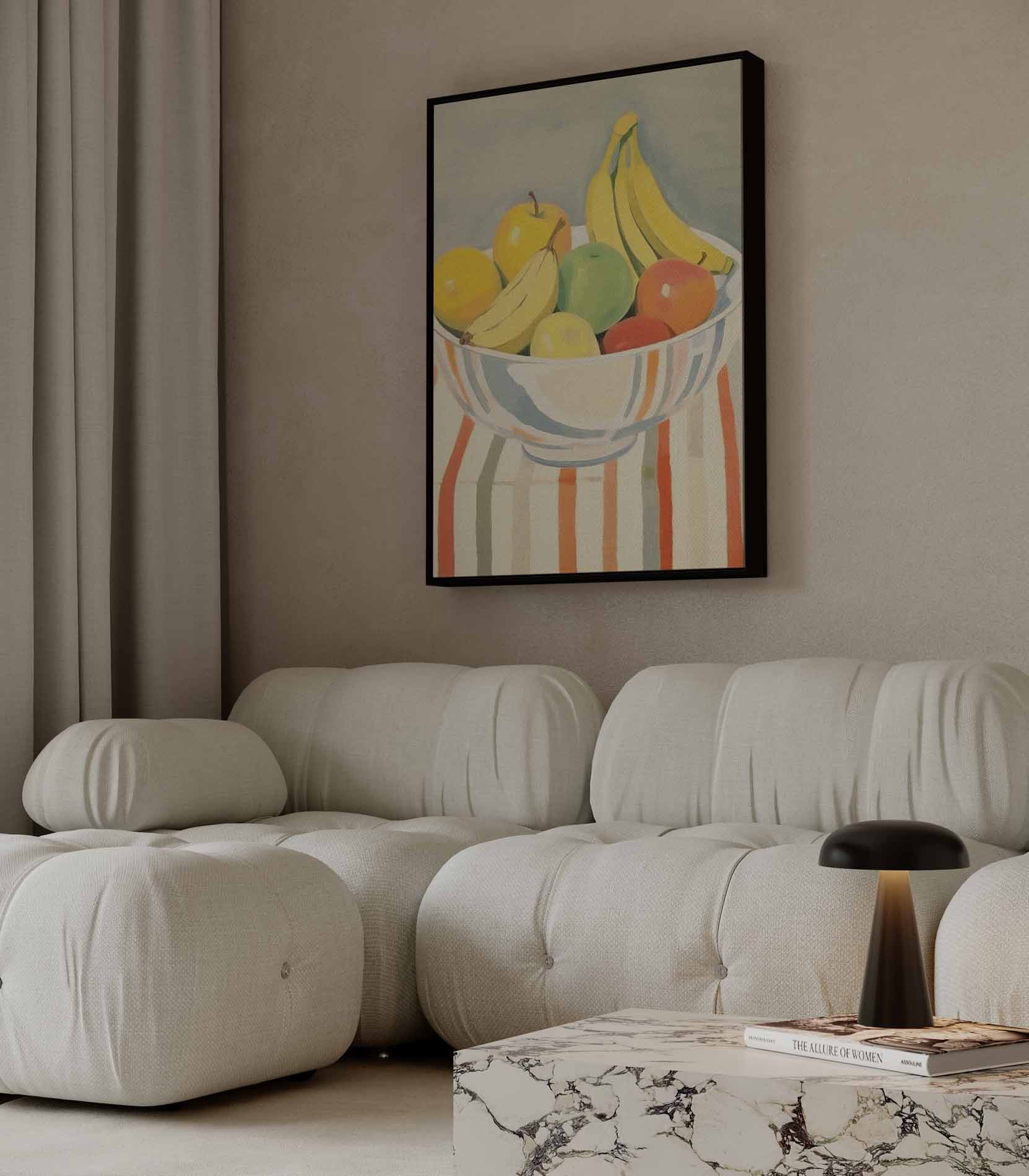 Kleurrijke Fruitmand in Impressionistische Stijl Kunstwerk-canvas-dibond-plexiglas-wanddecoratie-WallArtistic