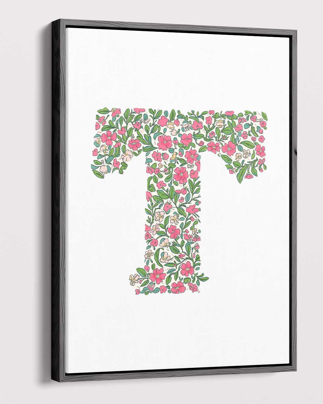 Bloemeninitiaal T Kunstwerk-canvas-dibond-plexiglas-wanddecoratie-WallArtistic