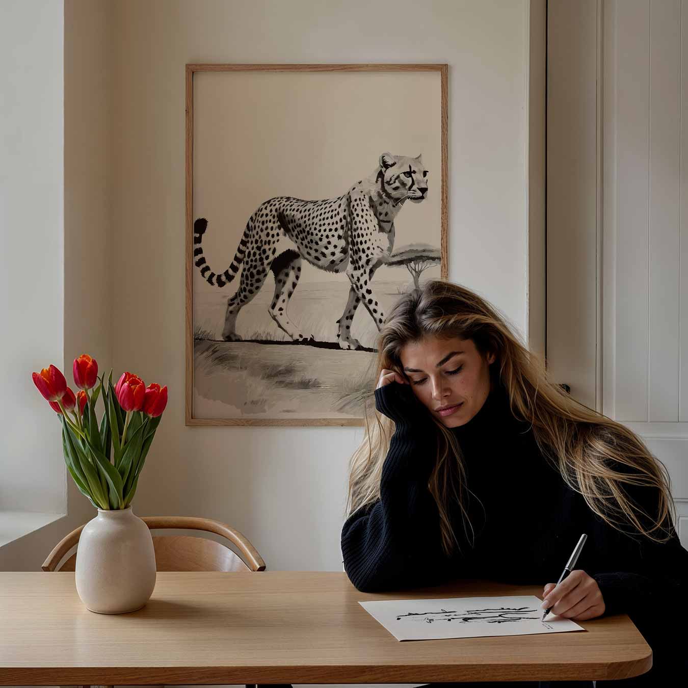 Elegante Cheetah In De Savanne Poster