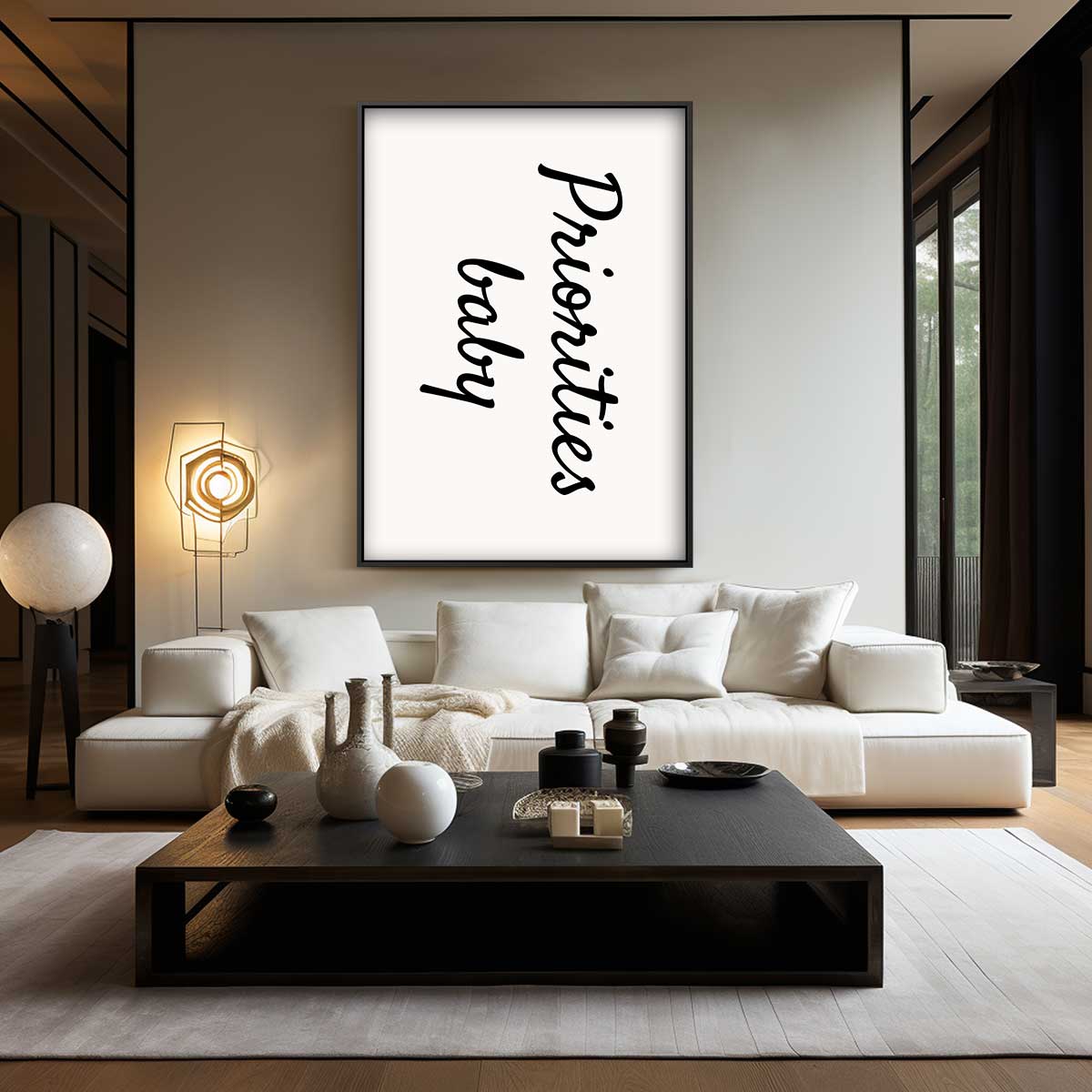 Priorities Baby Poster Kunstwerk-canvas-dibond-plexiglas-wanddecoratie-WallArtistic