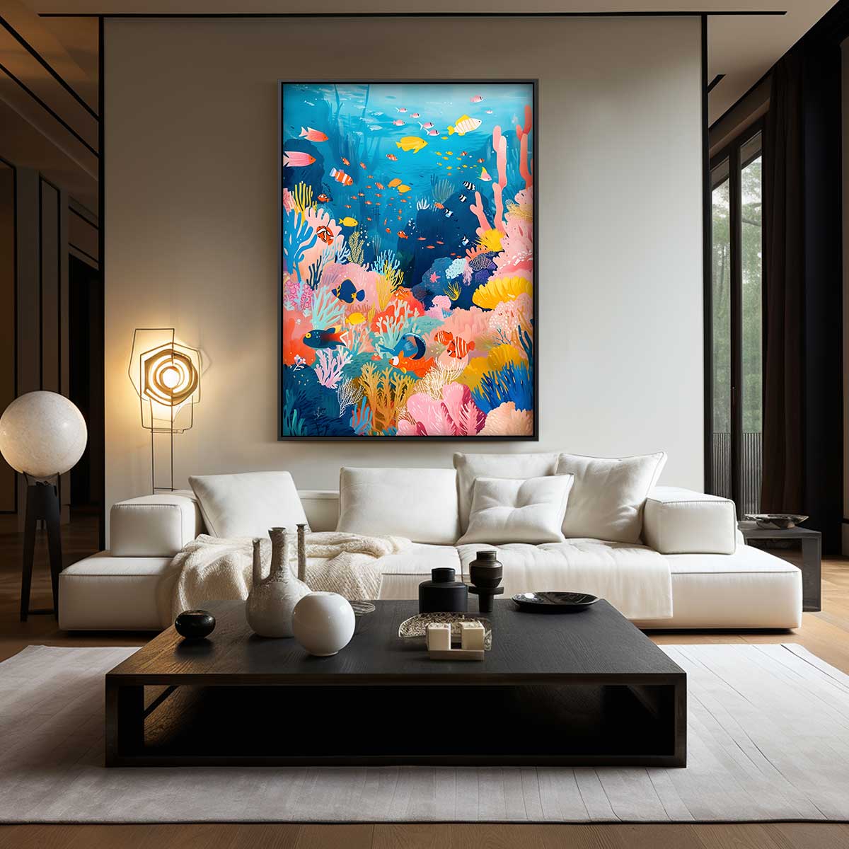 Kleurrijk Koraalrif Avontuur Kunstwerk-canvas-dibond-plexiglas-wanddecoratie-WallArtistic