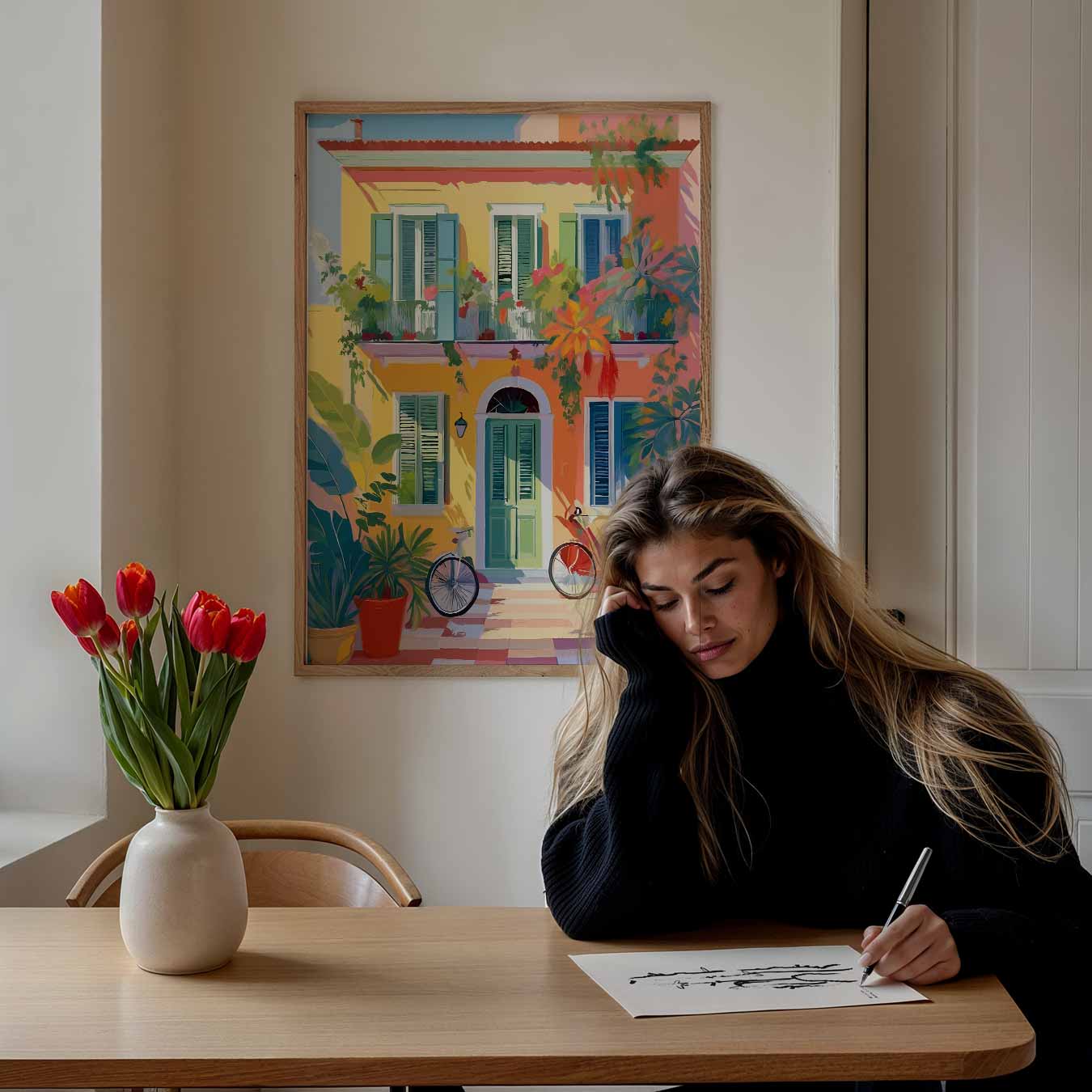 Zonnige Mediterrane Huisposter-WallArtistic