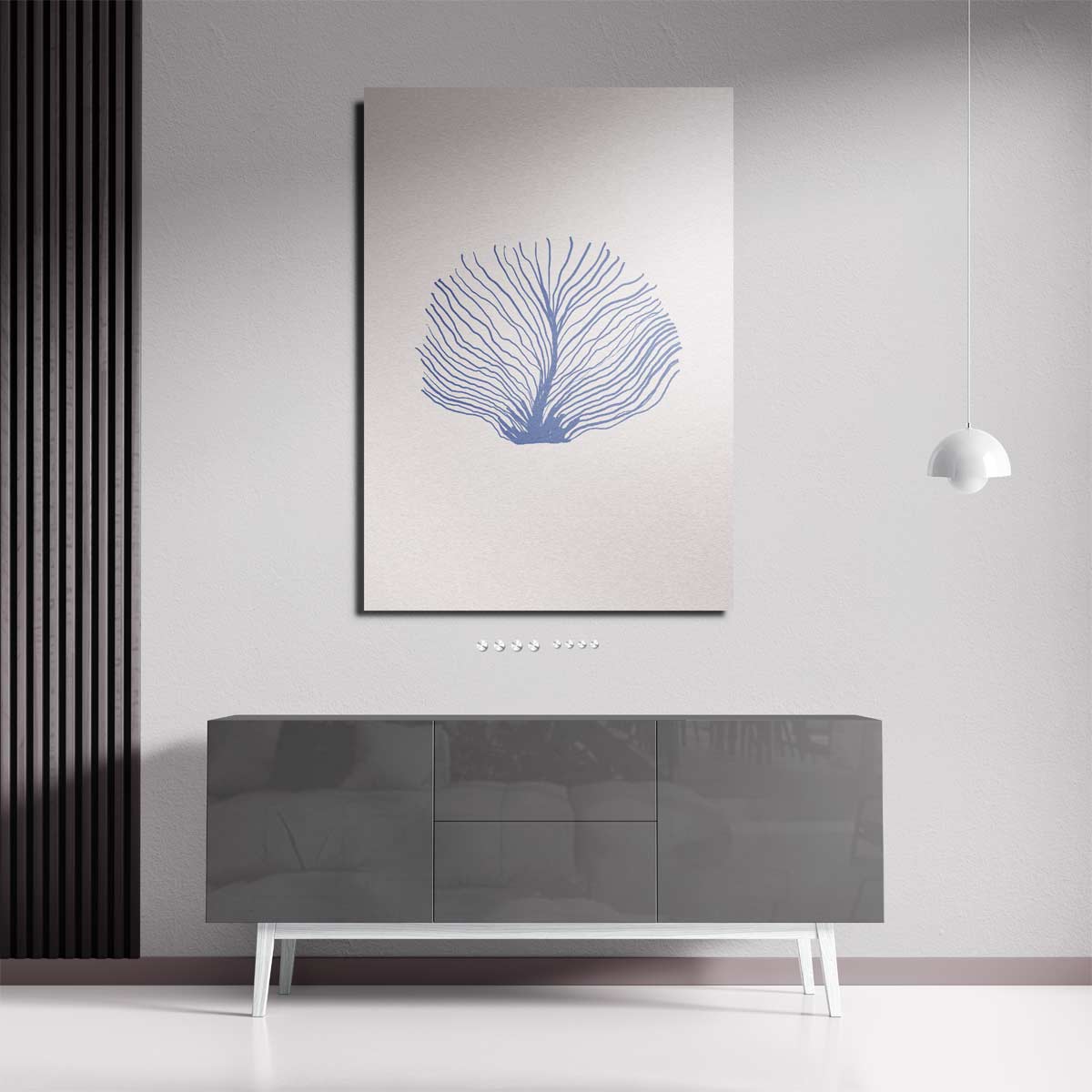 Abstracte Blauwe Zeeventilator Kunstwerk-canvas-dibond-plexiglas-wanddecoratie-WallArtistic