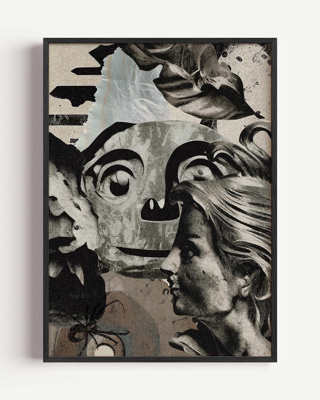 Collage Vrouw Gezicht en Maskerfiguur Poster-WallArtistic