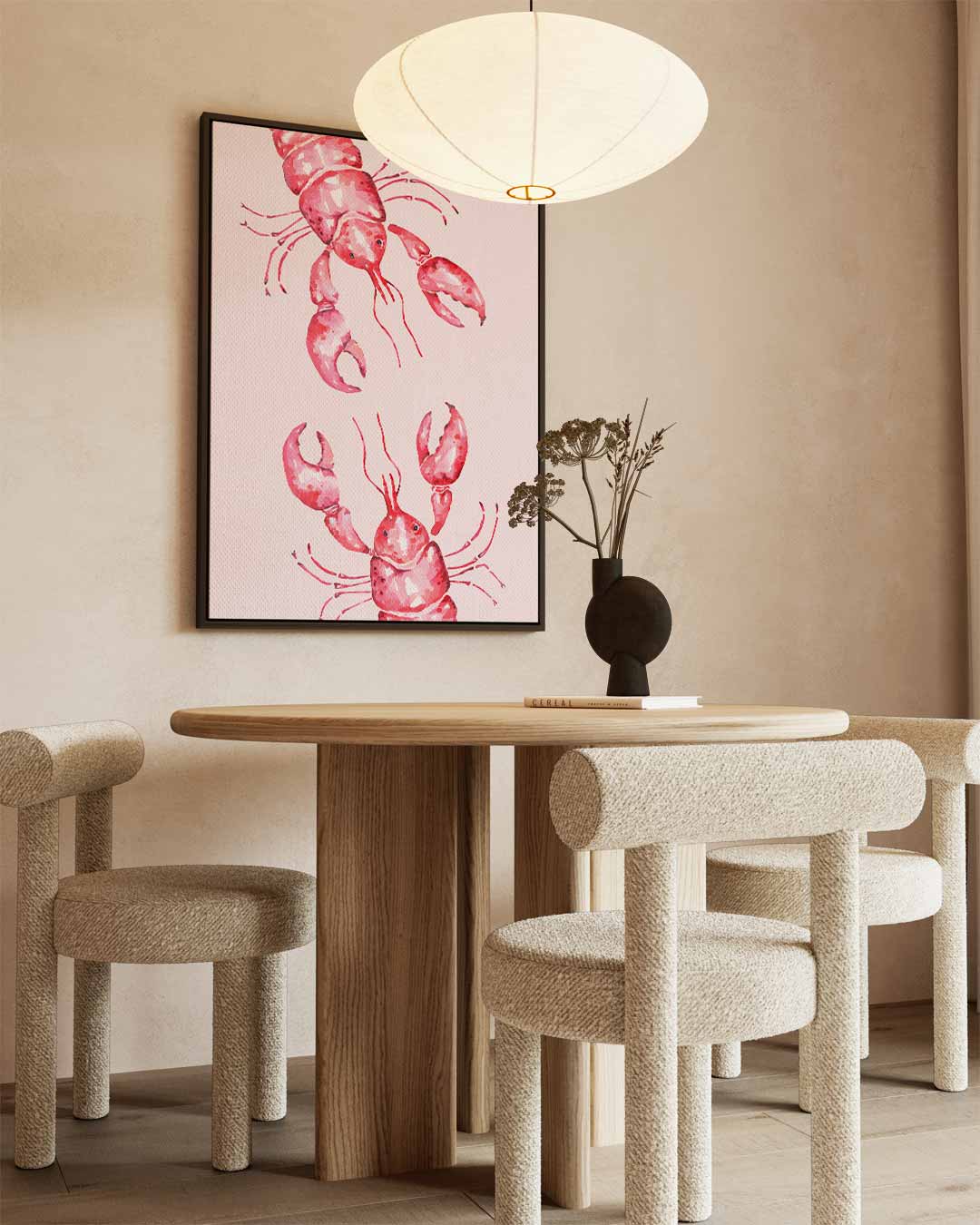 Vrolijke Kreeften in Aquarel Kunstwerk-canvas-dibond-plexiglas-wanddecoratie-WallArtistic