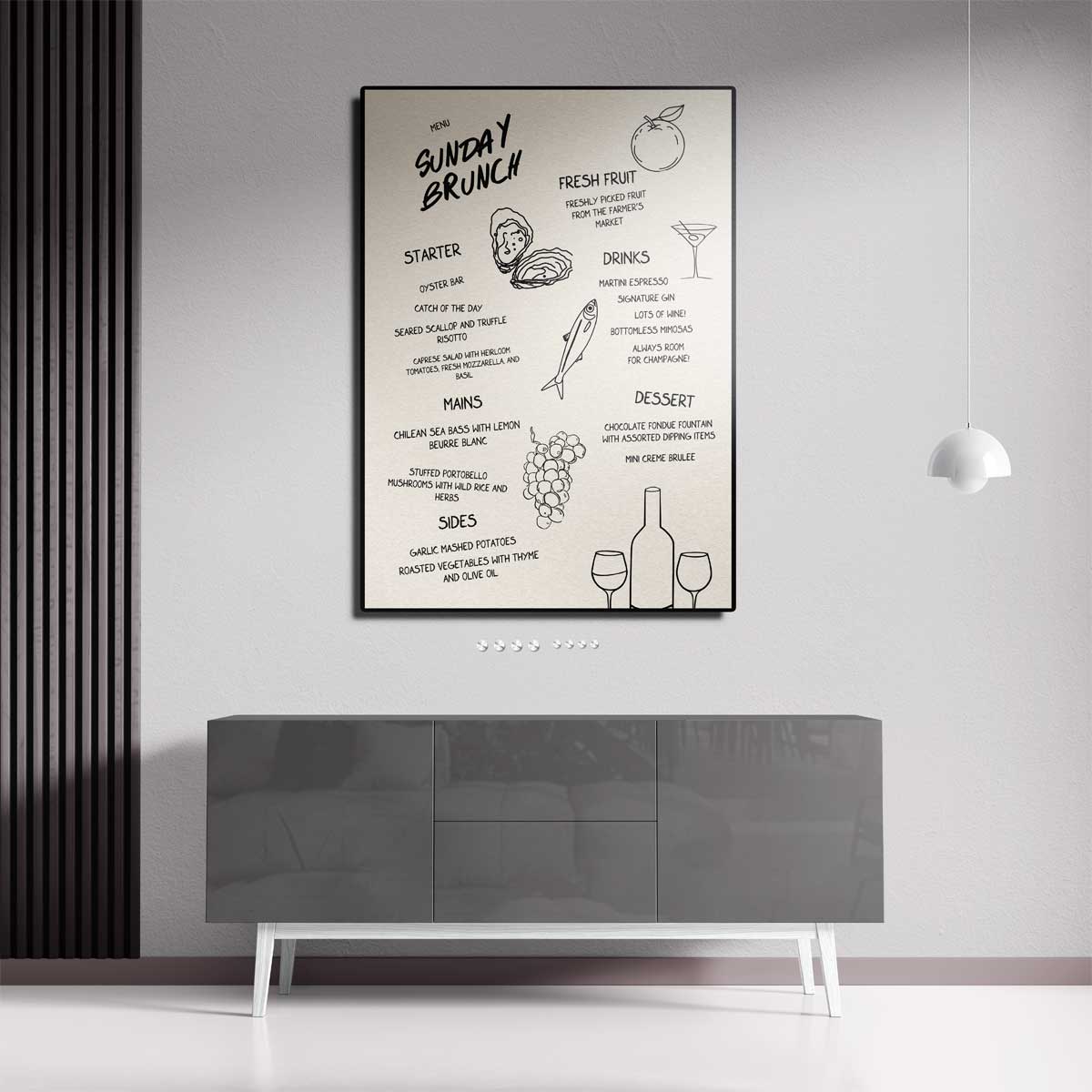 Zonnige Zondag Brunch Illustratie Kunstwerk-canvas-dibond-plexiglas-wanddecoratie-WallArtistic