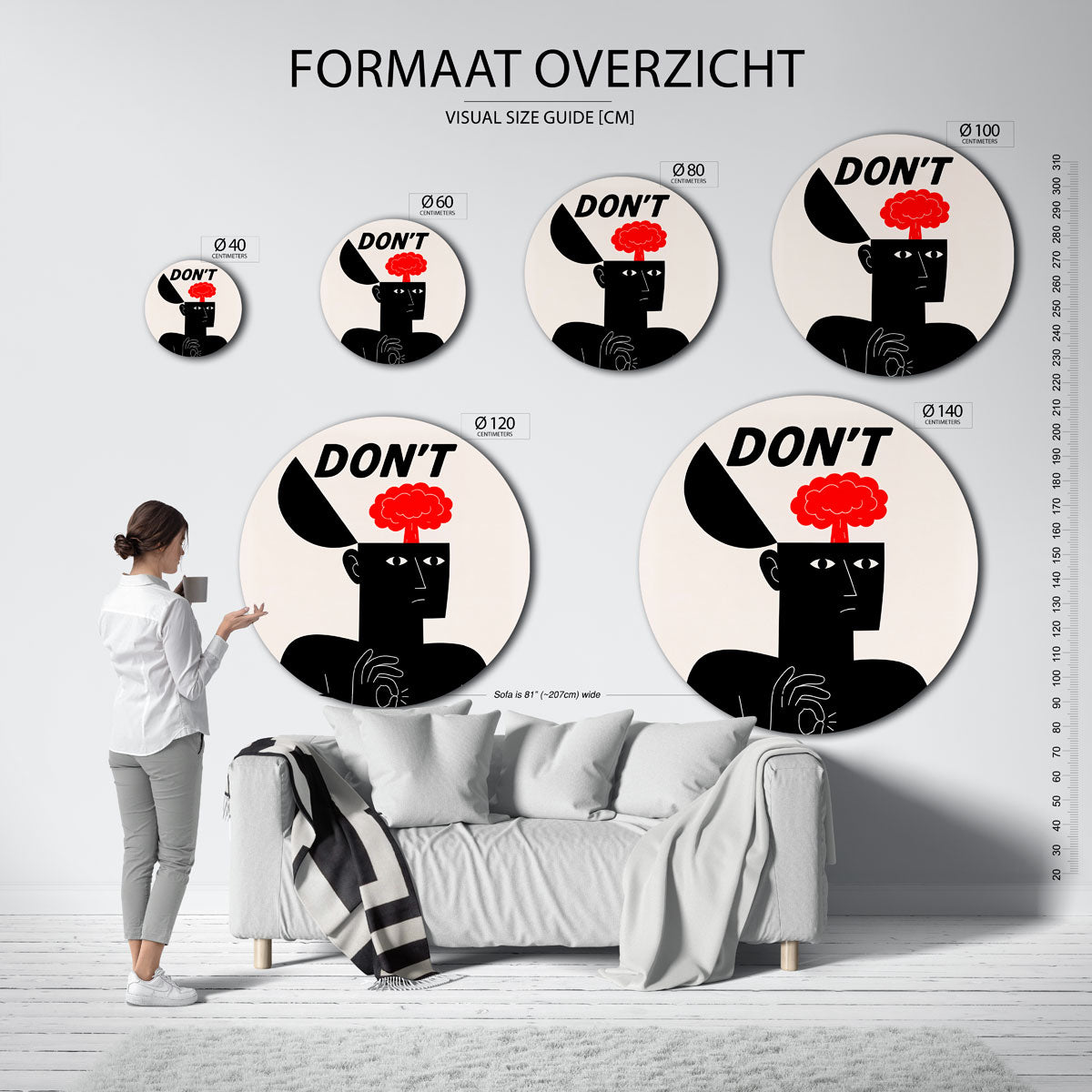 Grafische figuur met tekst Muurcirkel