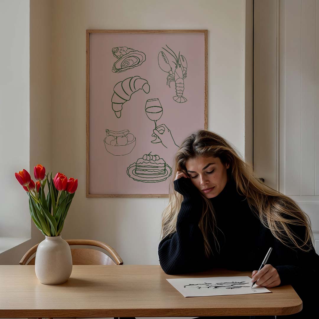 Culinaire Lijntekening Poster-WallArtistic