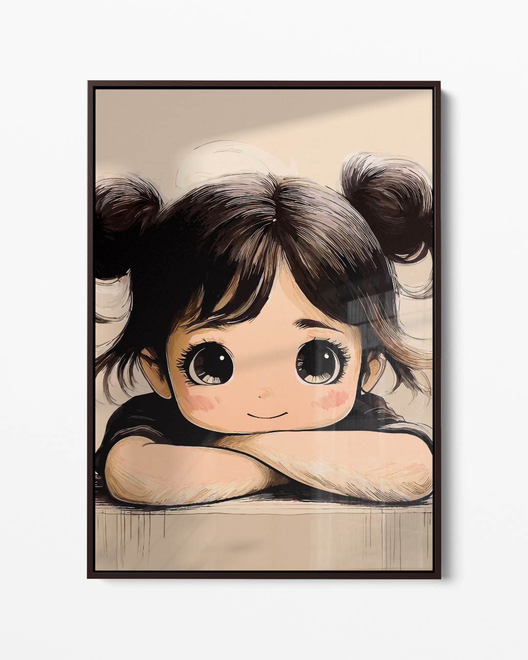 Lieve Meisje in Vintage Stijl Kunstwerk-canvas-dibond-plexiglas-wanddecoratie-WallArtistic