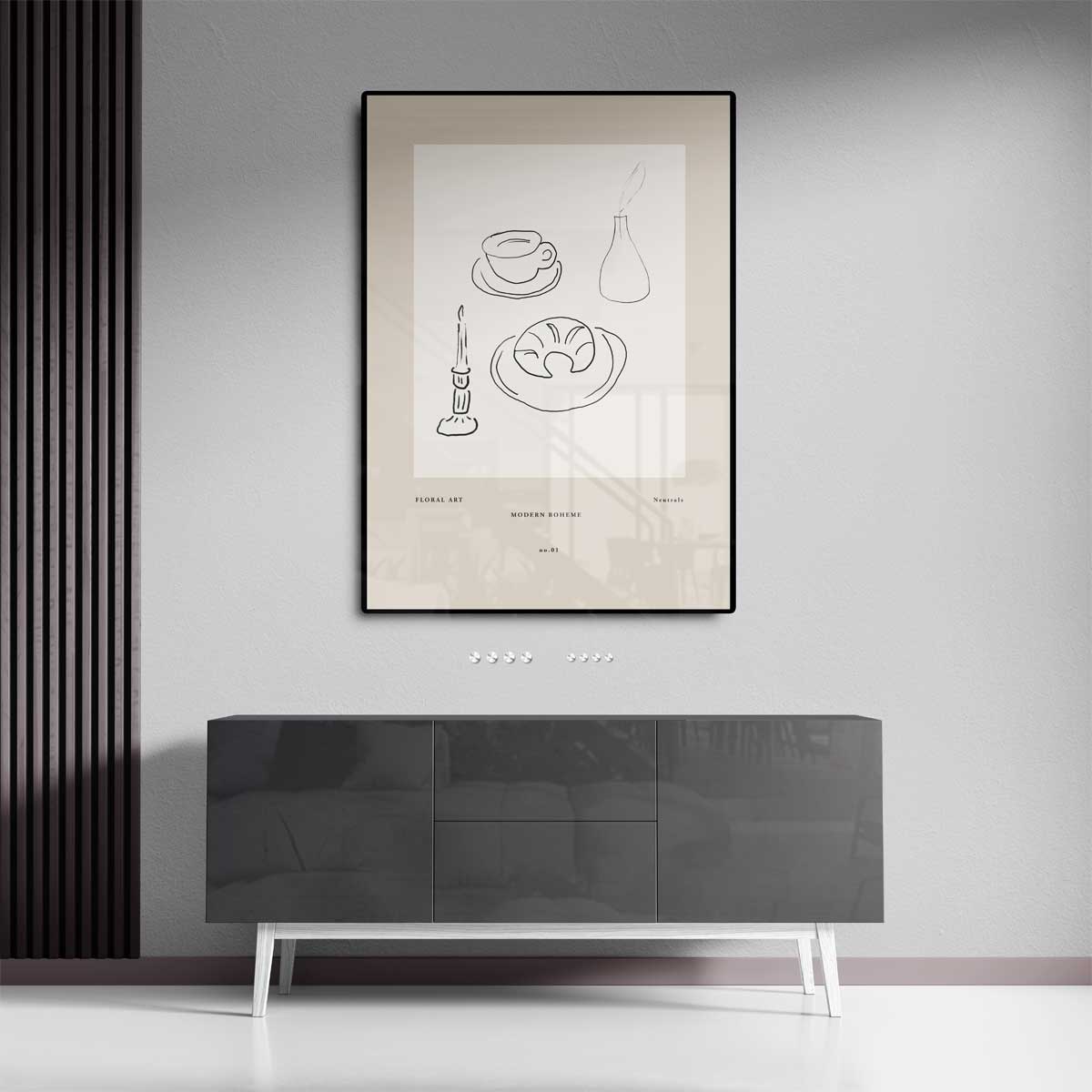 Minimalistische Franse Ontbijtillustratie Kunstwerk-canvas-dibond-plexiglas-wanddecoratie-WallArtistic