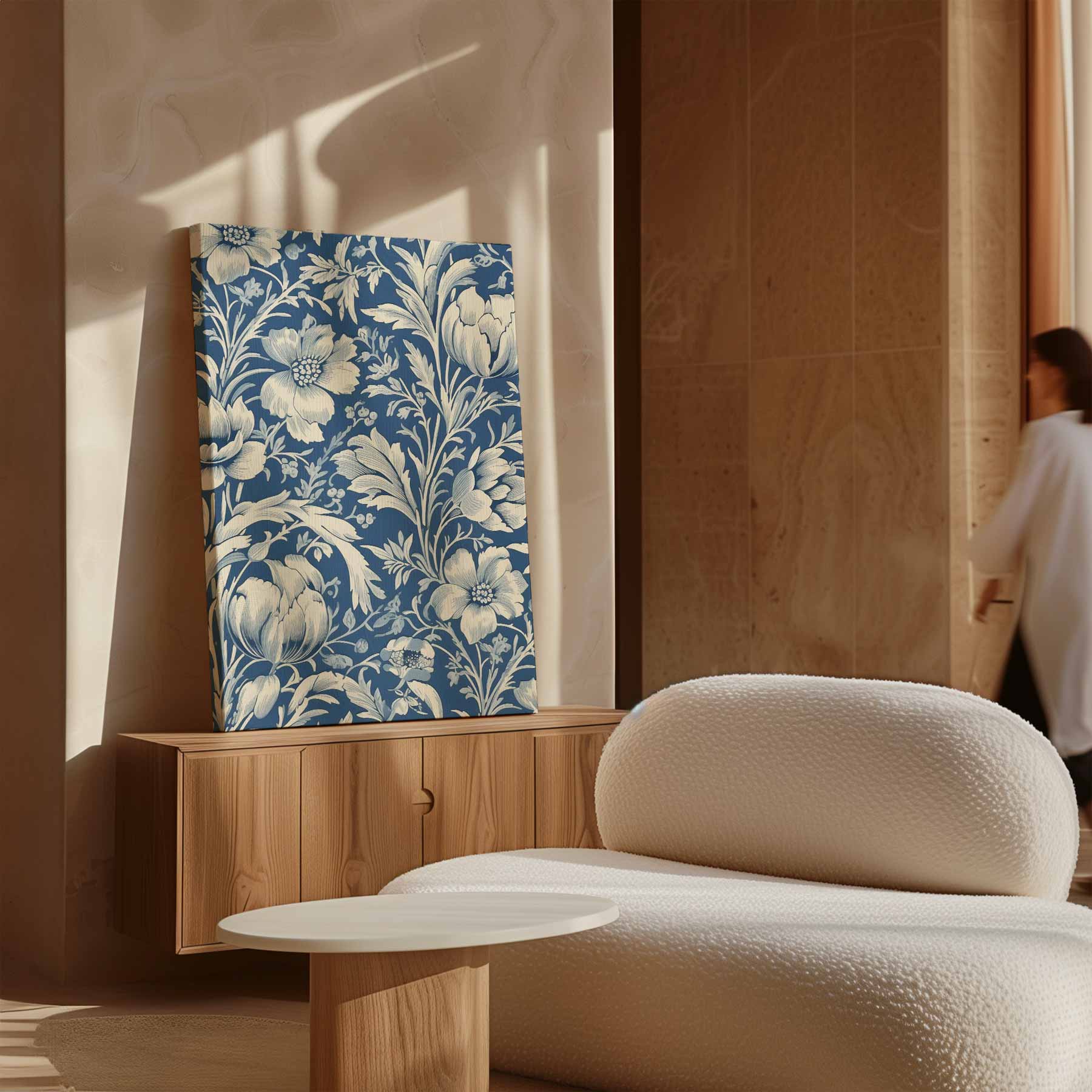 Bloemrijk Blauw Behang Kunstwerk-canvas-dibond-plexiglas-wanddecoratie-WallArtistic