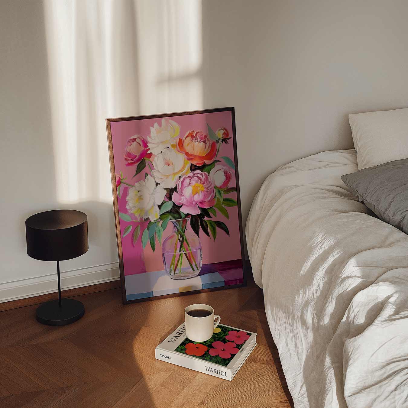 Bloeiend Peonies in Vaas Poster