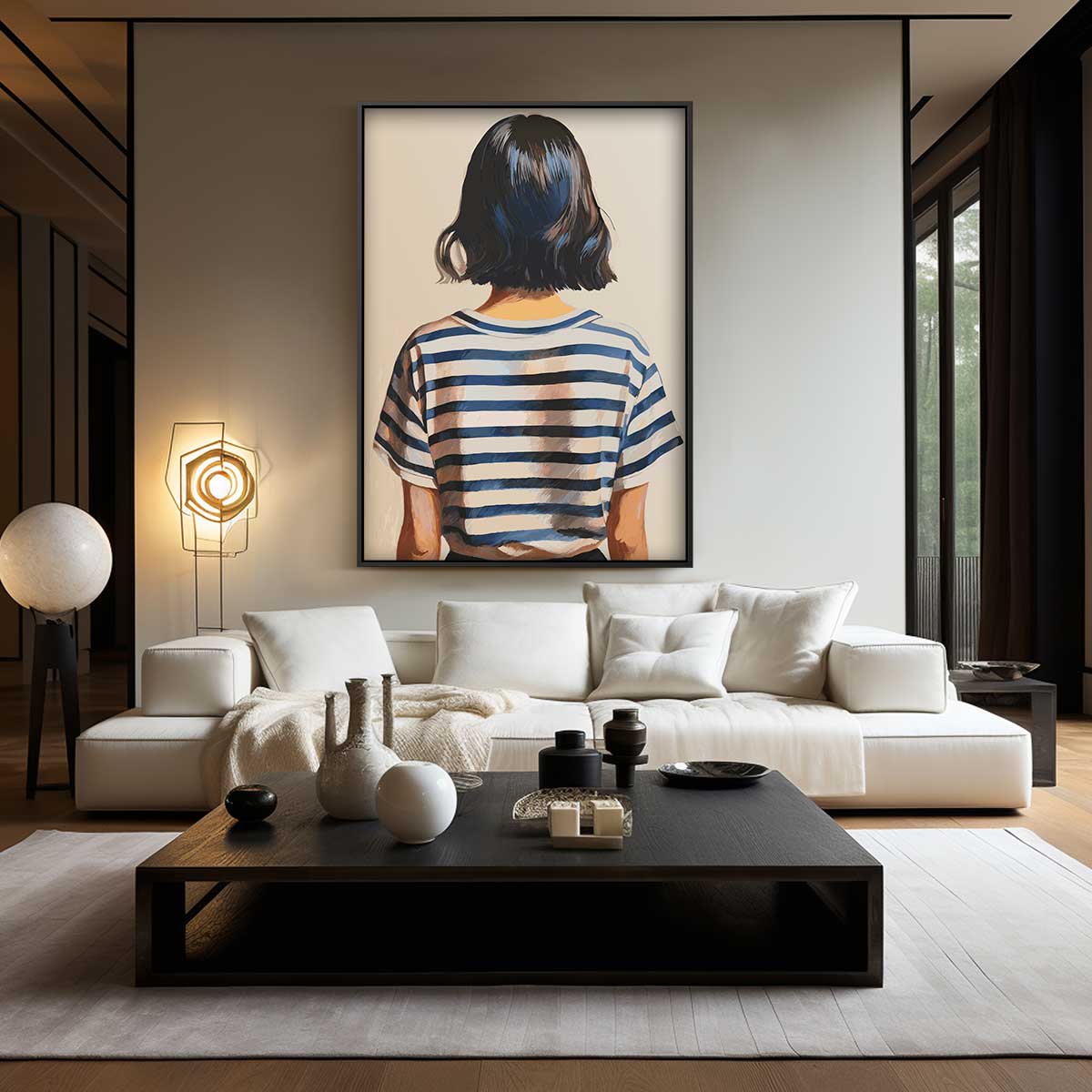 Strepen en Stille Reflectie Kunstwerk-canvas-dibond-plexiglas-wanddecoratie-WallArtistic