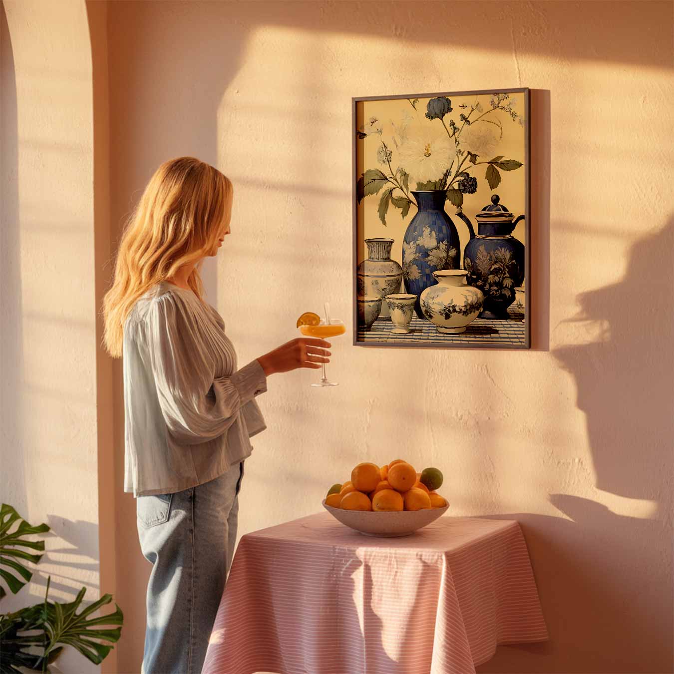Tijdloze Bloemenpracht in Blauw Poster-WallArtistic